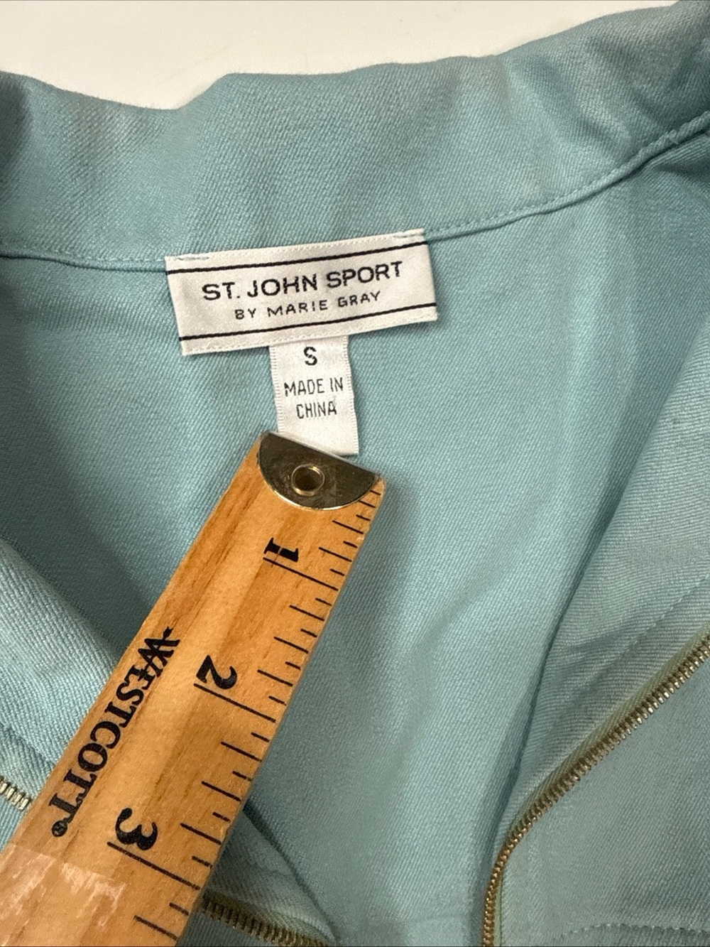 St. John Sport Collared Womens Blue Green Full Zip Jacket A060826 - Picture 6 of 7